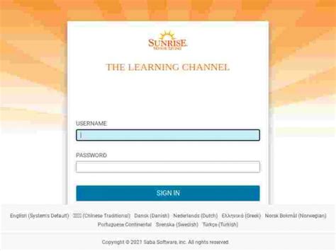 sunrise learning log in.